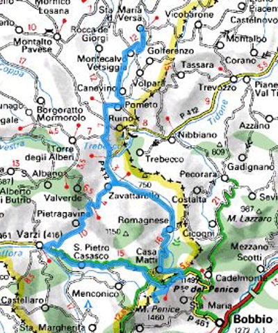 Mappa Santa Maria della Verza Varzi