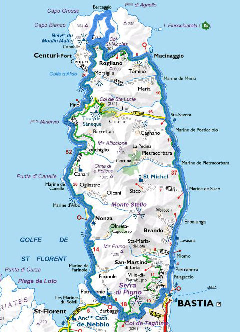 Mappa Corsica dito